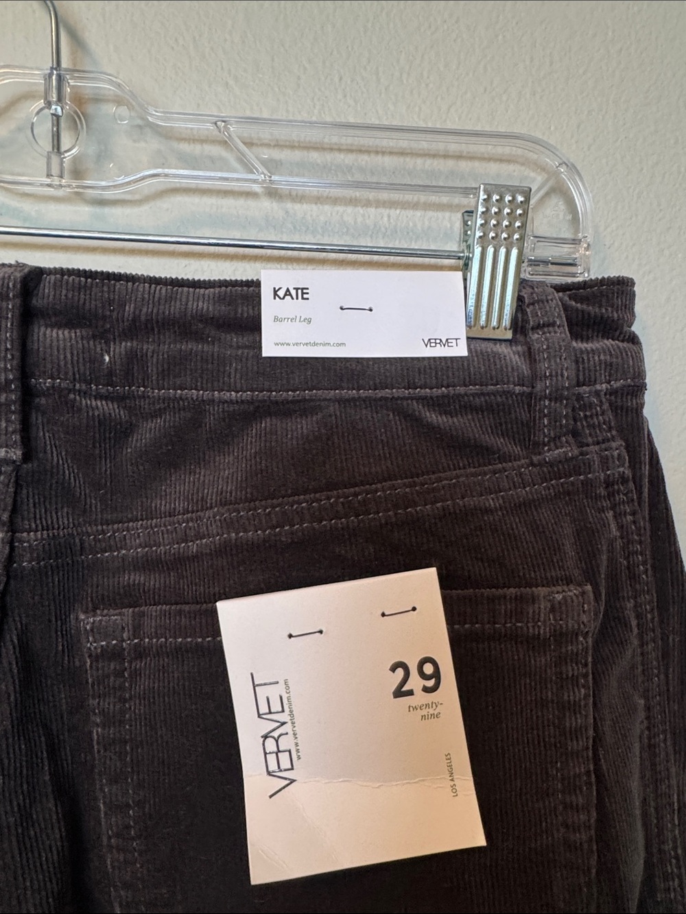 Vervet Kate NWT Brown Barrel Leg Corduroy Jean Pants - Picture 4 of 5